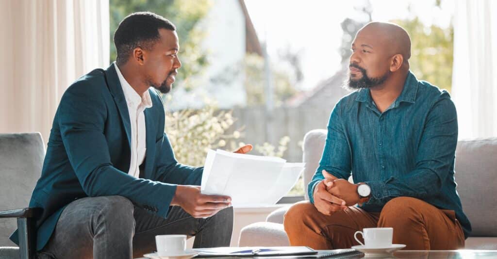 A man meeting with a probate attorney